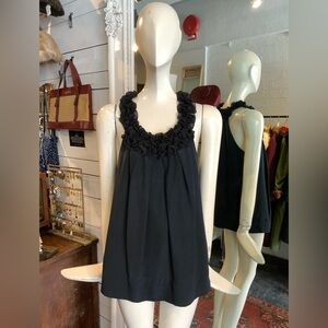 Ted Baker black silk ruffled sleeveless babydoll top